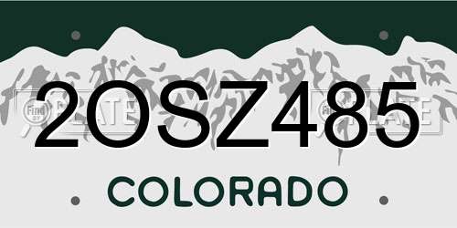 2OSZ485 Colorado License Plate