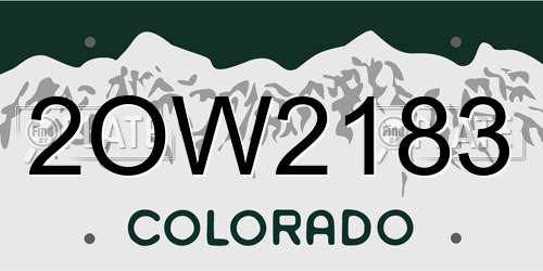 2OW2183 Colorado License Plate