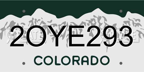 2OYE293 Colorado License Plate