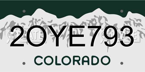 2OYE793 Colorado License Plate