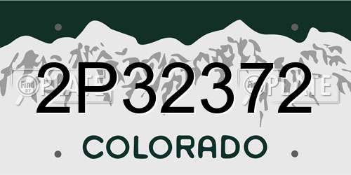 2P32372 Colorado License Plate