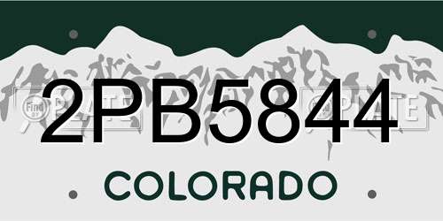 2PB5844 Colorado License Plate
