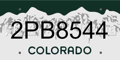 2PB8544 Colorado License Plate