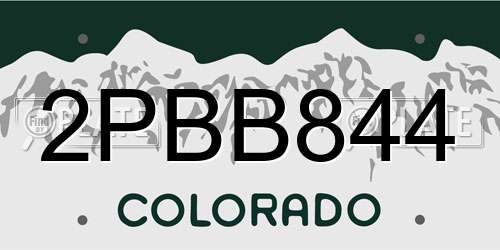 2PBB844 Colorado License Plate