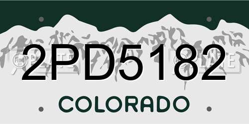 2PD5182 Colorado License Plate