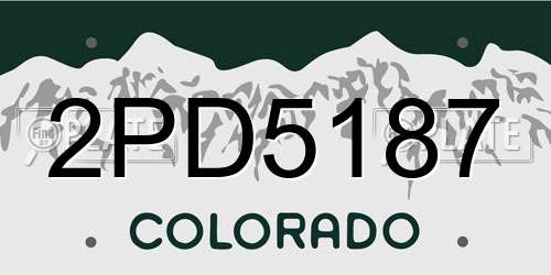2PD5187 Colorado License Plate
