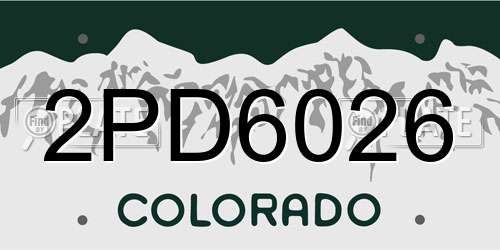 2PD6026 Colorado License Plate