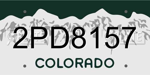 2PD8157 Colorado License Plate