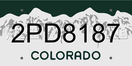 2PD8187 Colorado License Plate