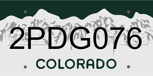 2PDG076 Colorado License Plate