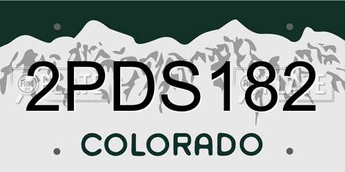 2PDS182 Colorado License Plate