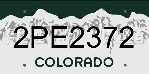 2PE2372 Colorado License Plate