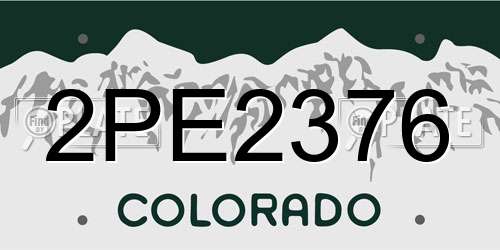 2PE2376 Colorado License Plate