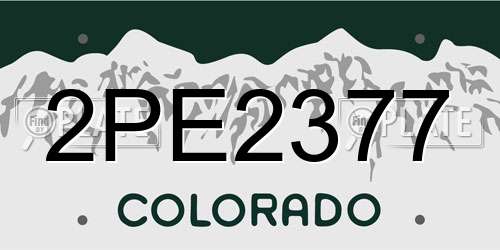 2PE2377 Colorado License Plate