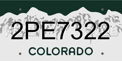 2PE7322 Colorado License Plate