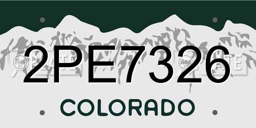 2PE7326 Colorado License Plate