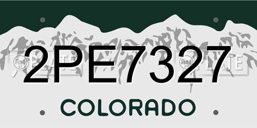 2PE7327 Colorado License Plate