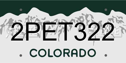 2PET322 Colorado License Plate