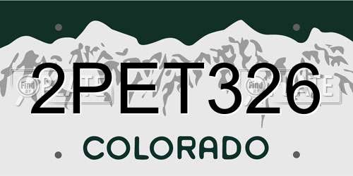 2PET326 Colorado License Plate