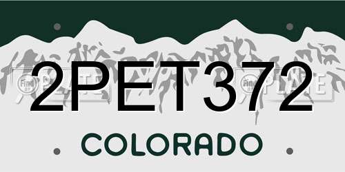 2PET372 Colorado License Plate