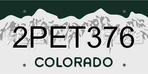 2PET376 Colorado License Plate