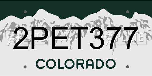 2PET377 Colorado License Plate