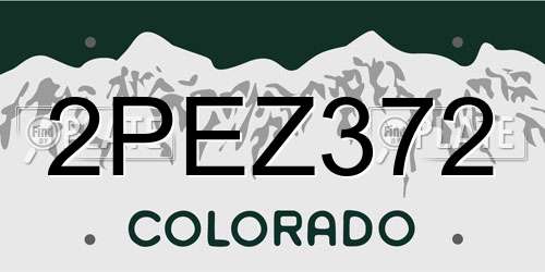 2PEZ372 Colorado License Plate