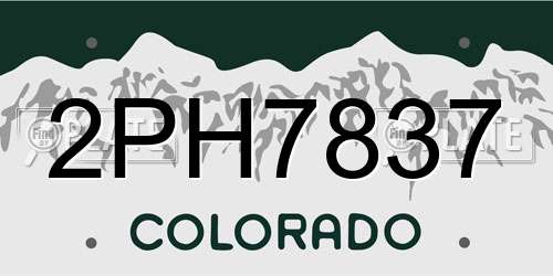 2PH7837 Colorado License Plate