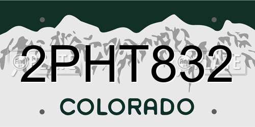 2PHT832 Colorado License Plate