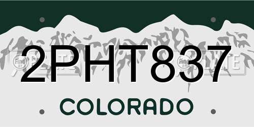 2PHT837 Colorado License Plate