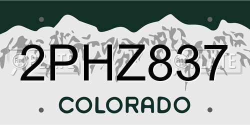 2PHZ837 Colorado License Plate