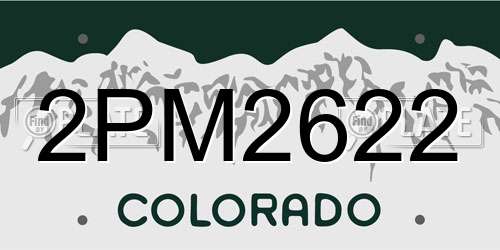 2PM2622 Colorado License Plate