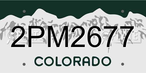 2PM2677 Colorado License Plate