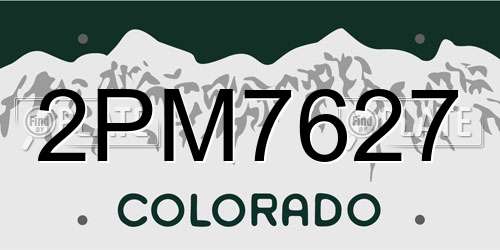 2PM7627 Colorado License Plate
