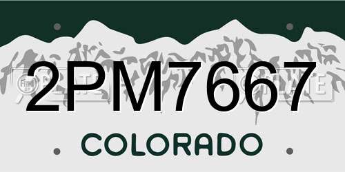 2PM7667 Colorado License Plate