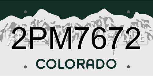 2PM7672 Colorado License Plate