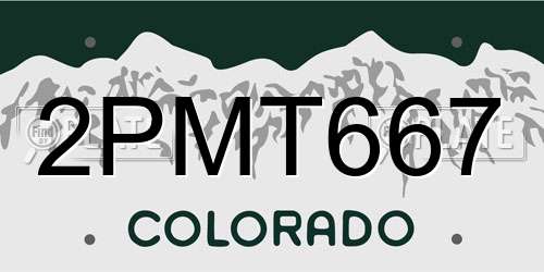 2PMT667 Colorado License Plate