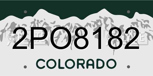 2PO8182 Colorado License Plate