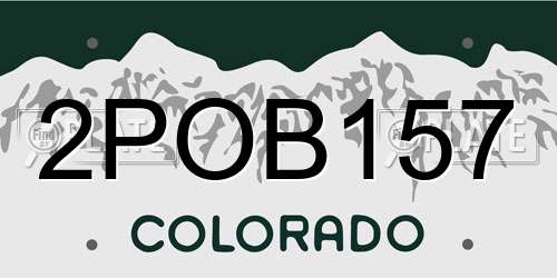 2POB157 Colorado License Plate