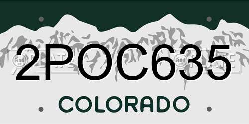 2POC635 Colorado License Plate