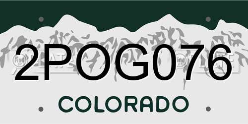 2POG076 Colorado License Plate