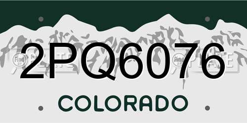 2PQ6076 Colorado License Plate