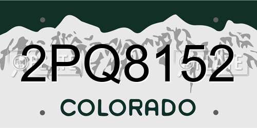 2PQ8152 Colorado License Plate