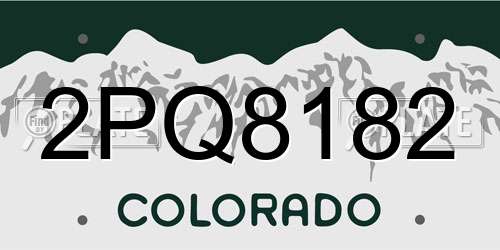 2PQ8182 Colorado License Plate