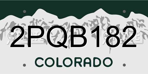 2PQB182 Colorado License Plate
