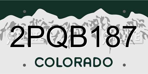 2PQB187 Colorado License Plate