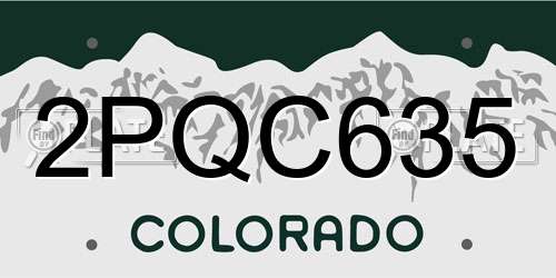 2PQC635 Colorado License Plate