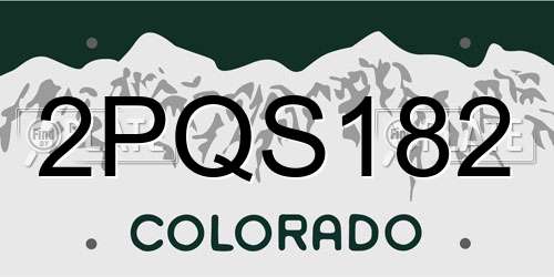 2PQS182 Colorado License Plate
