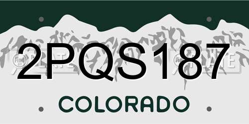 2PQS187 Colorado License Plate