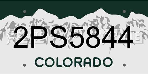 2PS5844 Colorado License Plate